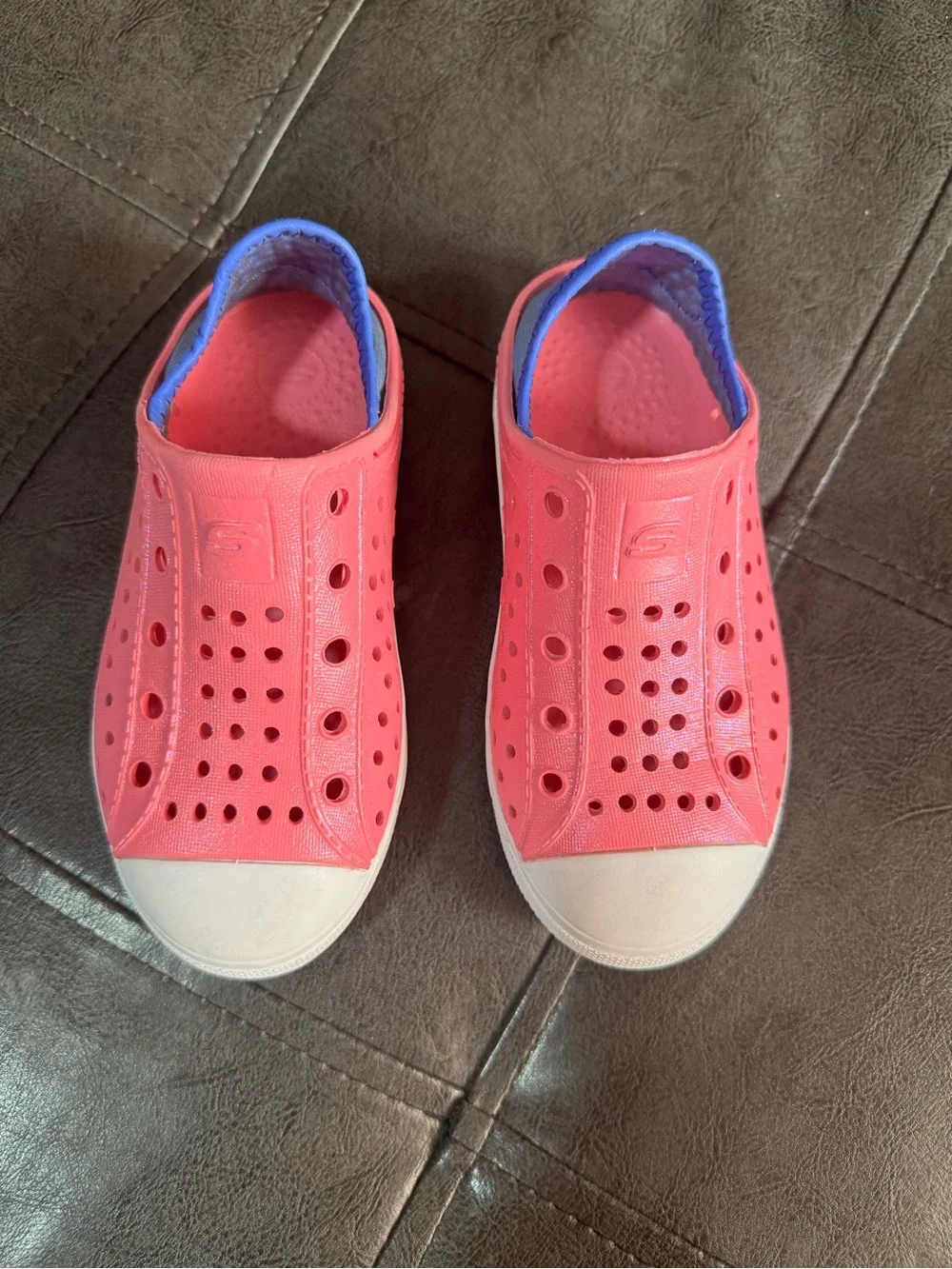 Skechers Kids Pink Slip-On Ventilated Sneakers with Purple Trim